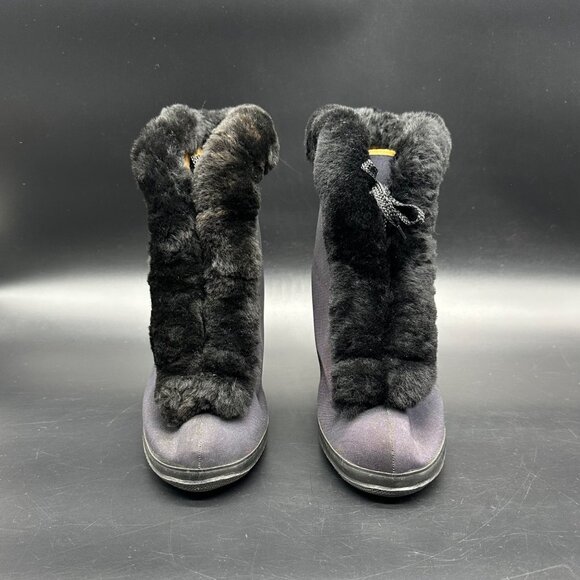 Vintage Womens Galoshes Size 8 Black BF Goodrich USA 1940s Rain Overshoes Heels - Picture 2 of 16